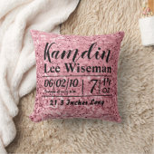 パーソナライズされた誕生ピローバラ金ゴールドグリッター クッション (ブランケット)