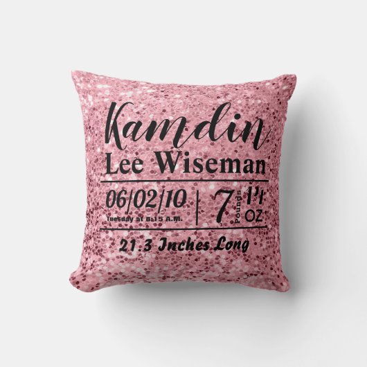 パーソナライズされた誕生ピローバラ金ゴールドグリッター クッション (正面)