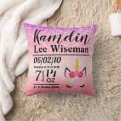 パーソナライズされた誕生ユニコーングラデーショングリッター枕 クッション (ブランケット)