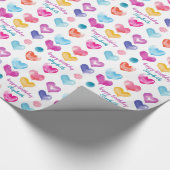 パーソナライズされた誕生日かわいらし水彩ハート ラッピングペーパー (角)
