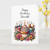 パーソナライズされた誕生日とカラーリングページ カード (黄色い花)