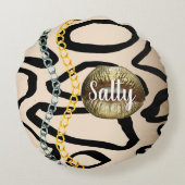 パーソナライズされた誕生日の贈り結婚物 ラウンドクッション (裏面)