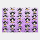 パーソナライズされた誕生日アニメのゲームとピザパーティー ラッピングペーパーシート (正面2)