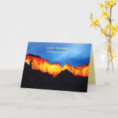 パーソナライズされた誕生日ウィッシュ白熱［赤熱］光を放つ、ジオンサンライズ カード (黄色い花)