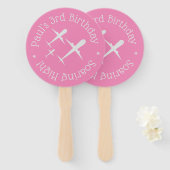 パーソナライズされた誕生日ウィッシュ空エレガント車ピンク ハンドファン (正面&裏面)