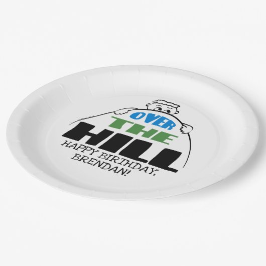 パーソナライズされた誕生日オーバーザヒル ペーパープレート (アングル)