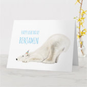 パーソナライズされた誕生日カーよくはしゃぐド – Polar Bear カード (黄色い花)