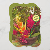 パーソナライズされた誕生日カード鮮やか/熱帯花 (正面/裏面)