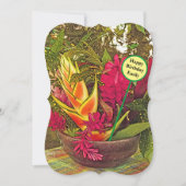 パーソナライズされた誕生日カード鮮やか/熱帯花 (正面)