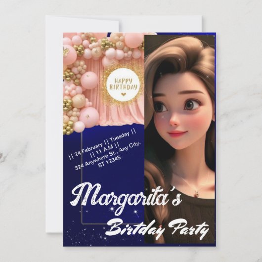 パーソナライズされた誕生日カード サンキューカード (正面)