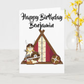 パーソナライズされた誕生日カード – バイキング戦士 カード (黄色い花)