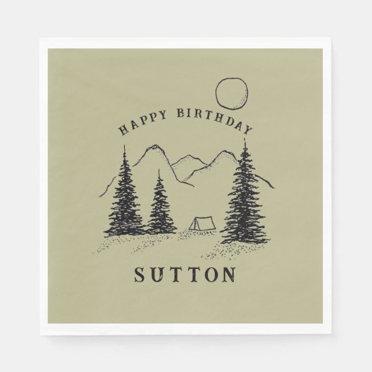 パーソナライズされた誕生日キャンプ スタンダードランチョンナプキン (正面)