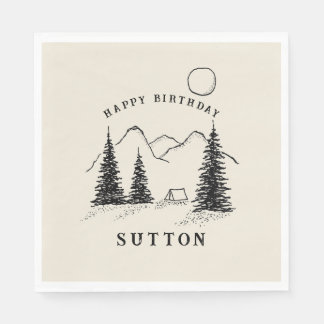 パーソナライズされた誕生日キャンプ スタンダードランチョンナプキン