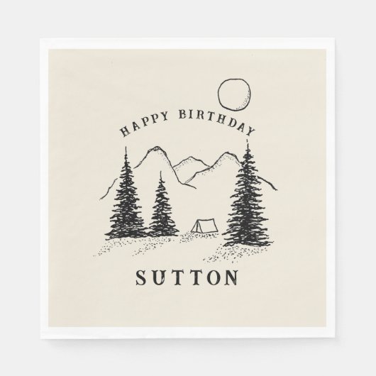 パーソナライズされた誕生日キャンプ スタンダードランチョンナプキン (正面)