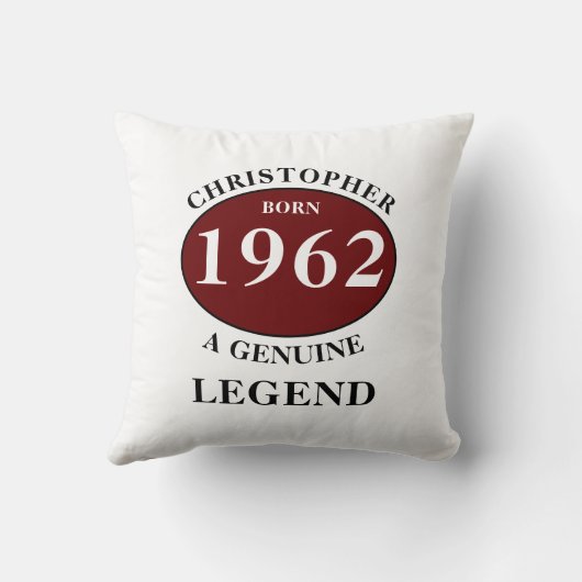 パーソナライズされた誕生日ギフト名の追加年生まれ クッション (裏面)