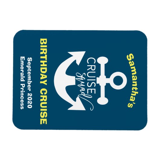 パーソナライズされた誕生日クルーズスクワッドいかり マグネット (横)