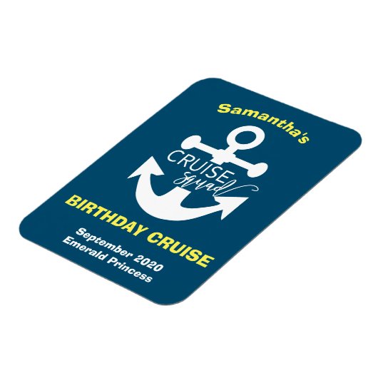 パーソナライズされた誕生日クルーズスクワッドいかり マグネット (左側)