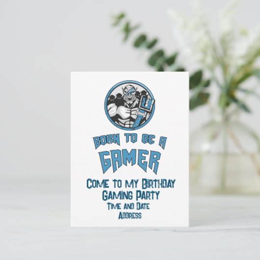 パーソナライズされた誕生日ゲームパーティー インビテーションポストカード (スタンド正面)