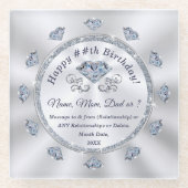 パーソナライズされた誕生日コースターエレガントズ ガラスコースター (正面)