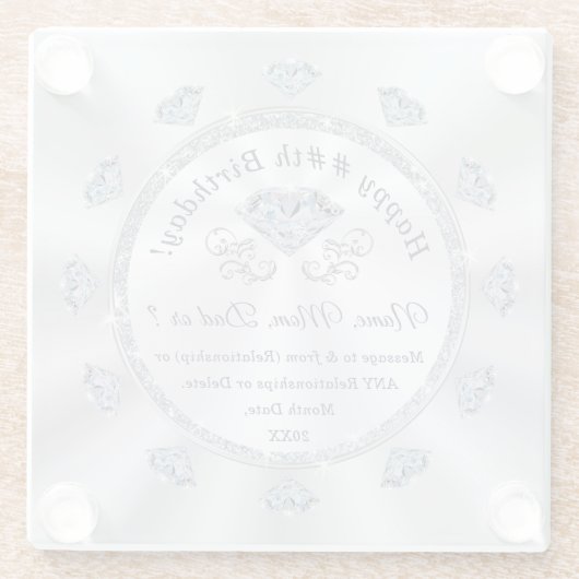 パーソナライズされた誕生日コースターエレガントズ ガラスコースター (裏面)