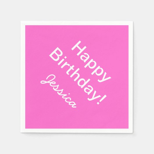 パーソナライズされた誕生日ナプキンカスタムの色 スタンダードカクテルナプキン (正面)