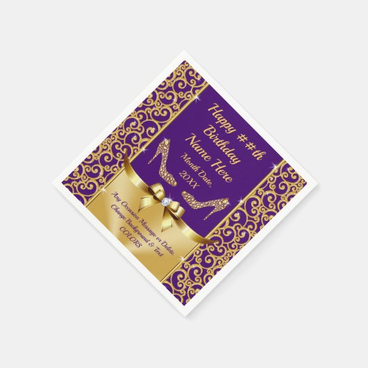 パーソナライズされた誕生日ナプキン、色の変更 スタンダードカクテルナプキン (角)