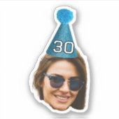 パーソナライズされた誕生日ハットステッカー、誕生日顔 シール (正面)