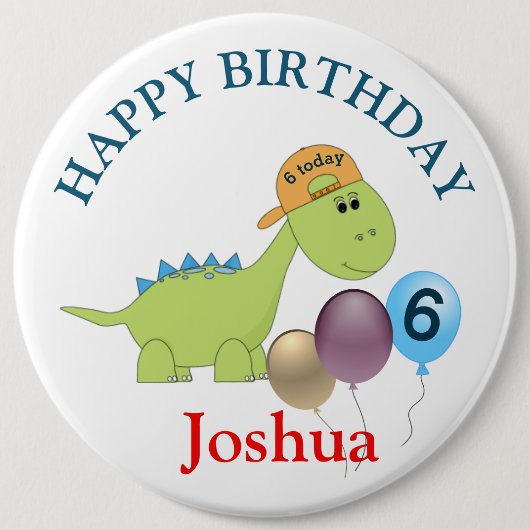 パーソナライズされた誕生日バッジ – 6今日 缶バッジ (正面)