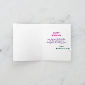 パーソナライズされた誕生日バラ金ゴールド写真 カード (内部)