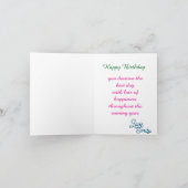 パーソナライズされた誕生日バラ金ゴールド大理石写真 カード (内部)