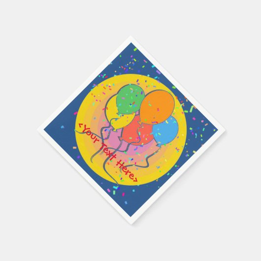 パーソナライズされた誕生日バルーンのナプキン スタンダードカクテルナプキン (角)