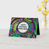 パーソナライズされた誕生日パターファンキーン カード (黄色い花)