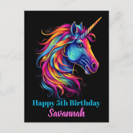 パーソナライズされた誕生日パーティーユニコーンファンタジー ポストカード