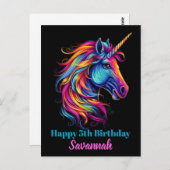 パーソナライズされた誕生日パーティーユニコーンファンタジー ポストカード (正面/裏面)