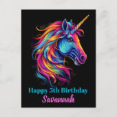 パーソナライズされた誕生日パーティーユニコーンファンタジー ポストカード