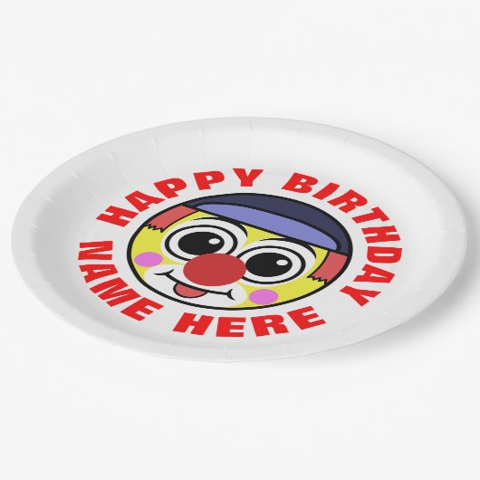 パーソナライズされた誕生日ピエロ ペーパープレート (アングル)