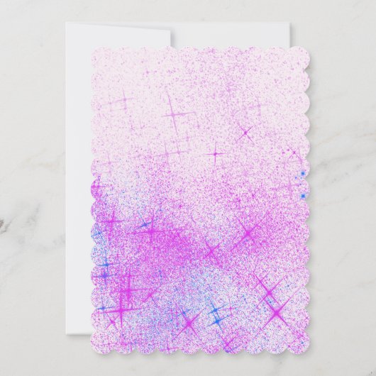 パーソナライズされた誕生日ピンクと紫のユニコーン 招待状 (裏面)