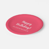 パーソナライズされた誕生日ピンクレッドパーティー ペーパープレート (アングル)