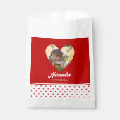 パーソナライズされた誕生日フォトシック赤いハートフレーム フェイバーバッグ (正面)