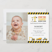 パーソナライズされた誕生日フォト建築トラック 招待状 (正面)