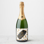 パーソナライズされた誕生日ブモダンラックと金ゴールドワイン スパークリングワインラベル (正面)