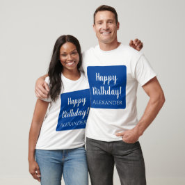 パーソナライズされた誕生日ブルーハッピーバースデー Tシャツ