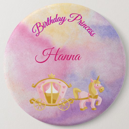 パーソナライズされた誕生日プリンセスボタン 缶バッジ (正面)