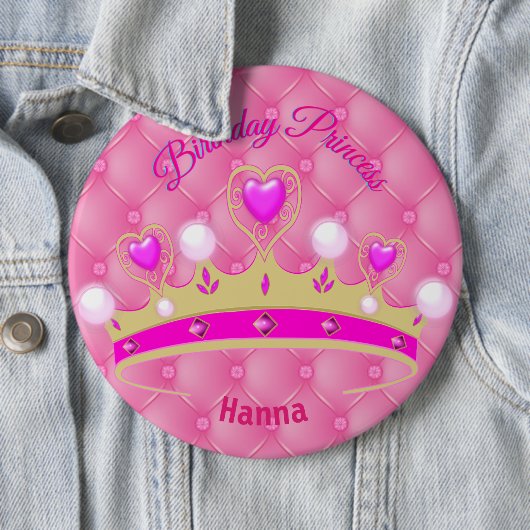 パーソナライズされた誕生日プリンセスボタン 缶バッジ (インサイチュ)