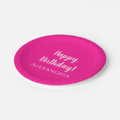 パーソナライズされた誕生日ホットピンクパーティー ペーパープレート (アングル)