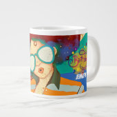 パーソナライズされた誕生日マファンキーグ – レトロアフロアート ジャンボコーヒーマグカップ (正面右)