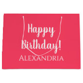 パーソナライズされた誕生日モダンピンクパーティー ラージペーパーバッグ (正面)