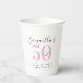 パーソナライズされた誕生日モダンピンク50と素晴らしい 紙コップ