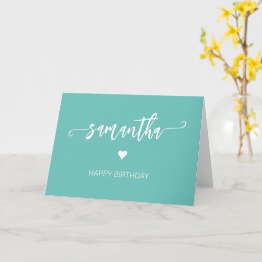 パーソナライズされた誕生日モノグラム名ハートシンプル カード (黄色い花)