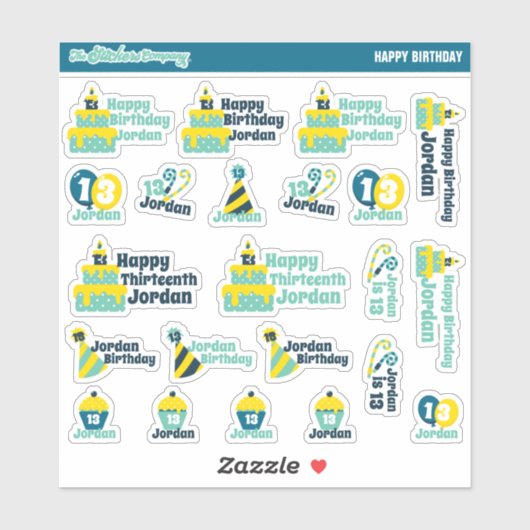 パーソナライズされた誕生日ラベル |ステッカスタムカー シール (シート)